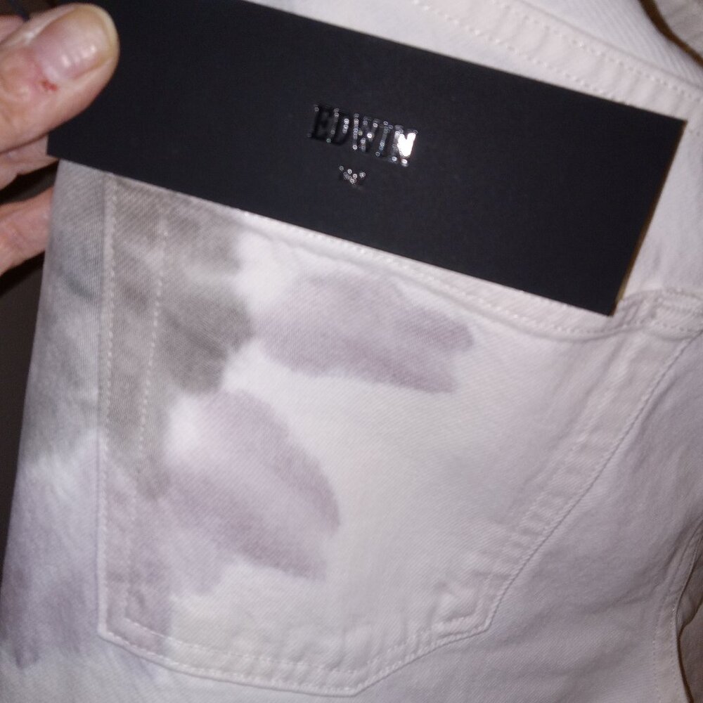 NWT Edwin Womens Size 28 Kali Ankle Jeans Vintage Straight Leg in Beige Tie Dye - Picture 8 of 10
